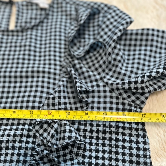 TOPSHOP Gingham Ruffle Mini Black Blue Tiered Dress - Picture 5 of 8